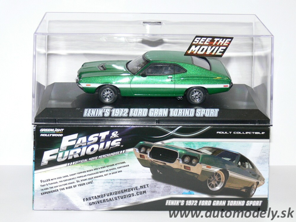 GreenLight - 1972 Ford Gran Torino Fast and Furious (IV 2009), green - 1:43