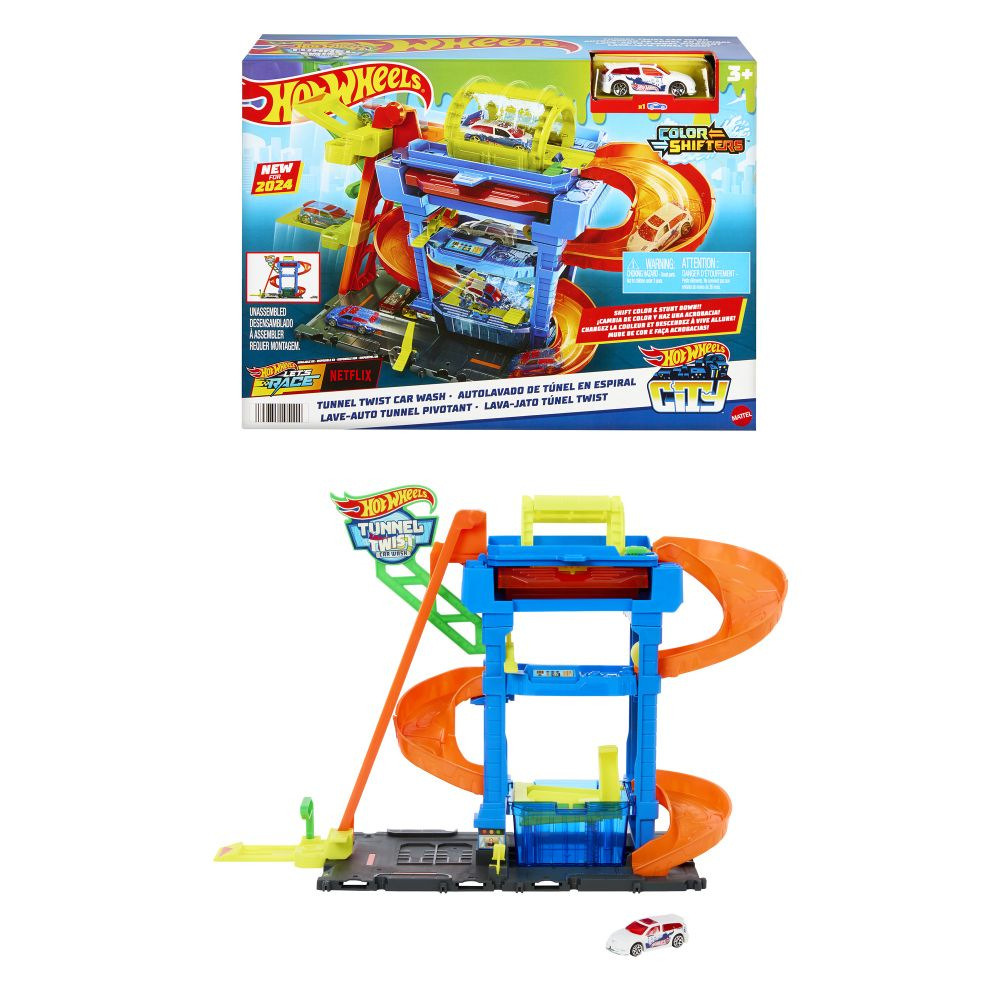 Hot Wheels CITY COLOR SHIFTERS AUTOUMÝVAČKA S OTOČNÝM TUNELOM