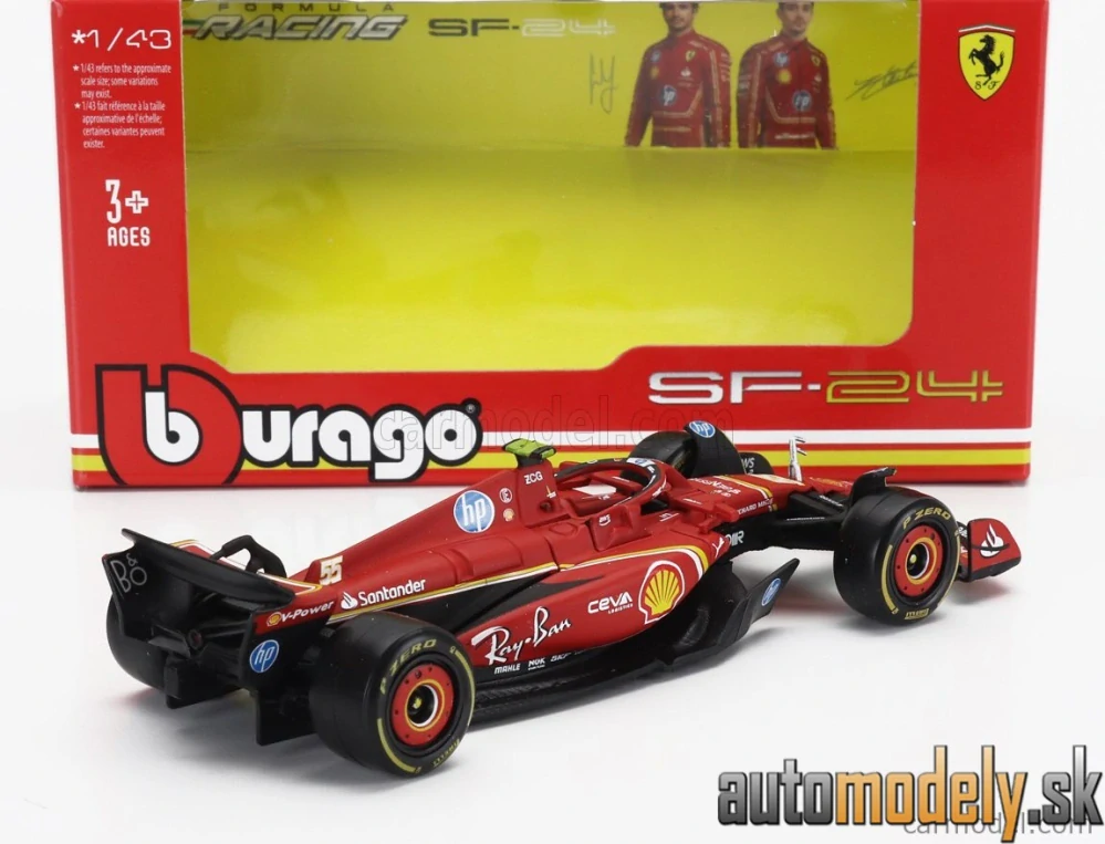 Bburago - FERRARI F1 SF-24 TEAM SCUDERIA FERRARI N 55 5th EMILIA ROMAGNA IMOLA GP 2024 CARLOS SAINZ - 1:43