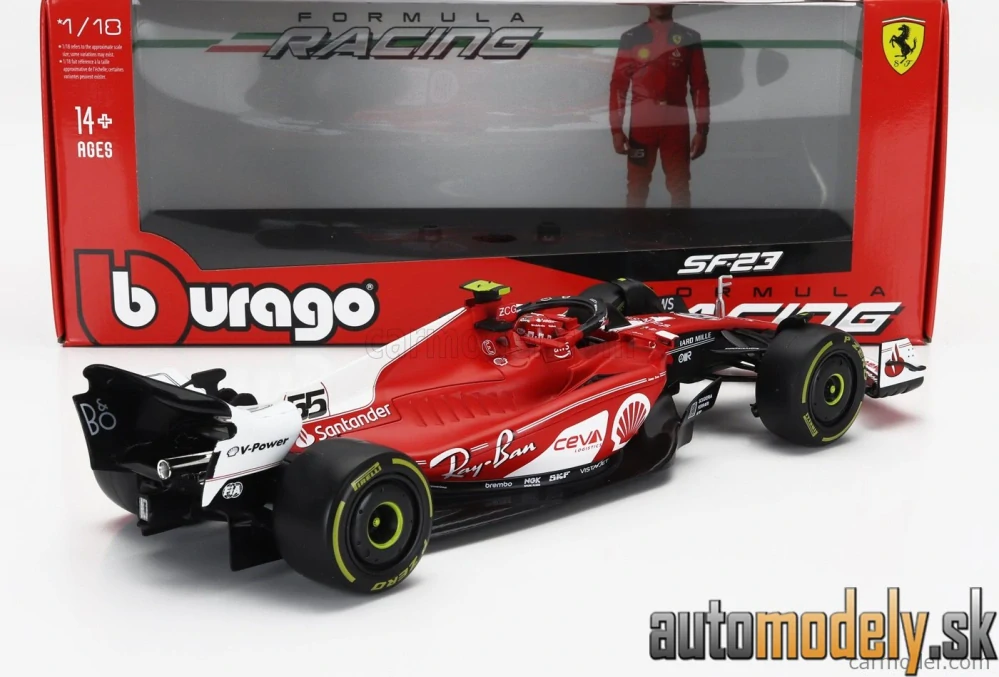 Bburago - FERRARI F1 SF-23 TEAM SCUDERIA FERRARI N 55 LAS VEGAS USA GP 2023 CARLOS SAINZ - 1:18