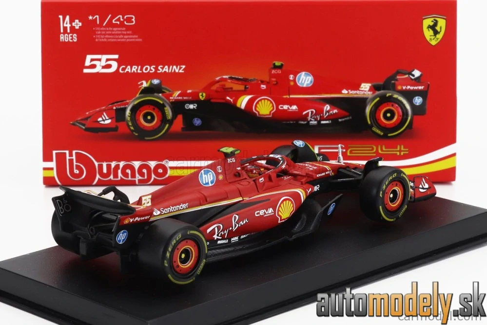 Bburago - FERRARI F1 SF-24 TEAM SCUDERIA FERRARI N 55 5th EMILIA ROMAGNA IMOLA GP 2024 CARLOS SAINZ - 1:43