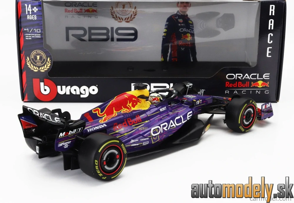 Bburago - RED BULL F1 RB19 TEAM ORACLE RED BULL RACING N 1 WORLD CHAMPION WINNER LAS VEGAS USA GP 2023 MAX VERSTAPPEN - 1:18