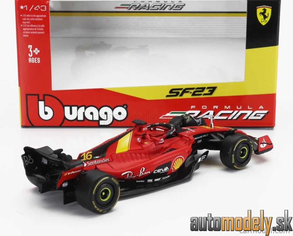 Bburago - FERRARI F1 SF-23 TEAM SCUDERIA FERRARI N 16 4th MONZA ITALY GP 2023 CHARLES LECLERC - 1:43