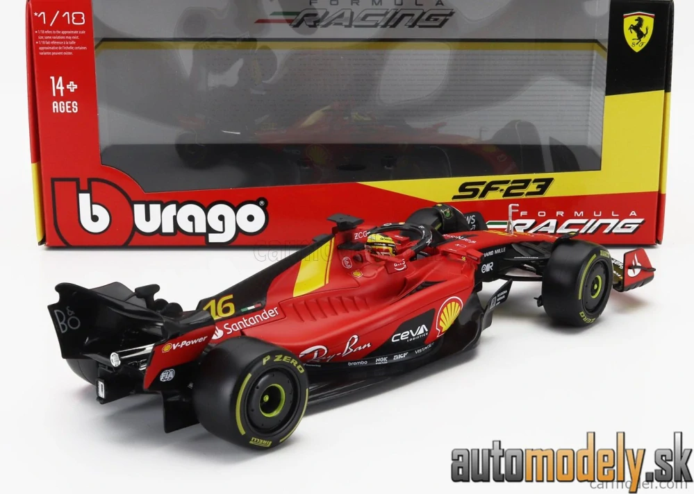 Bburago - FERRARI F1 SF-23 TEAM SCUDERIA FERRARI N 16 4th MONZA ITALY GP 2023 CHARLES LECLERC - 1:18