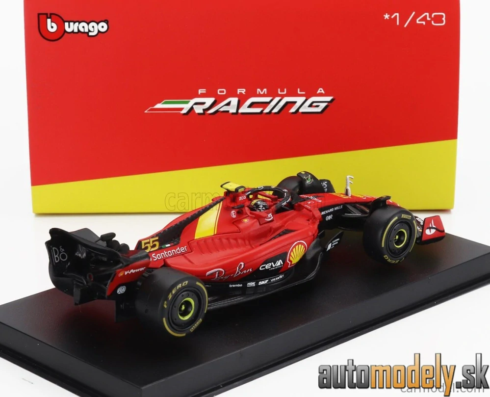 Bburago - FERRARI F1 SF-23 TEAM SCUDERIA FERRARI N 55 POLE POSITION 3rd MONZA ITALY GP 2023 CARLOS SAINZ - 1:43