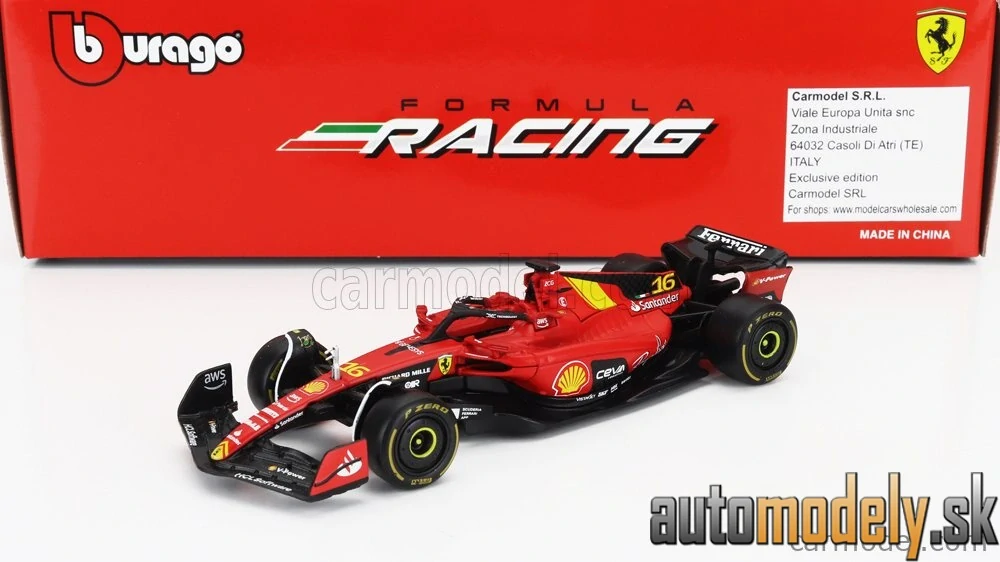 Bburago - FERRARI - SET F1 2X SF-23 TEAM SCUDERIA FERRARI N 16 SEASON 2023 CHARLES LECLERC + N 55 SEASON 2023 CARLOS SAINZ - 1:43