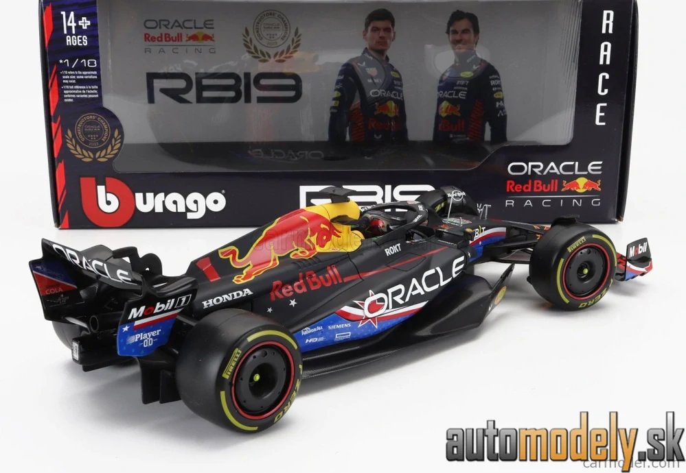 Bburago - RED BULL - F1 RB19 TEAM ORACLE RED BULL RACING N 1 WORLD CHAMPION WINNER AUSTIN USA GP 2023 MAX VERSTAPPEN - 1:18