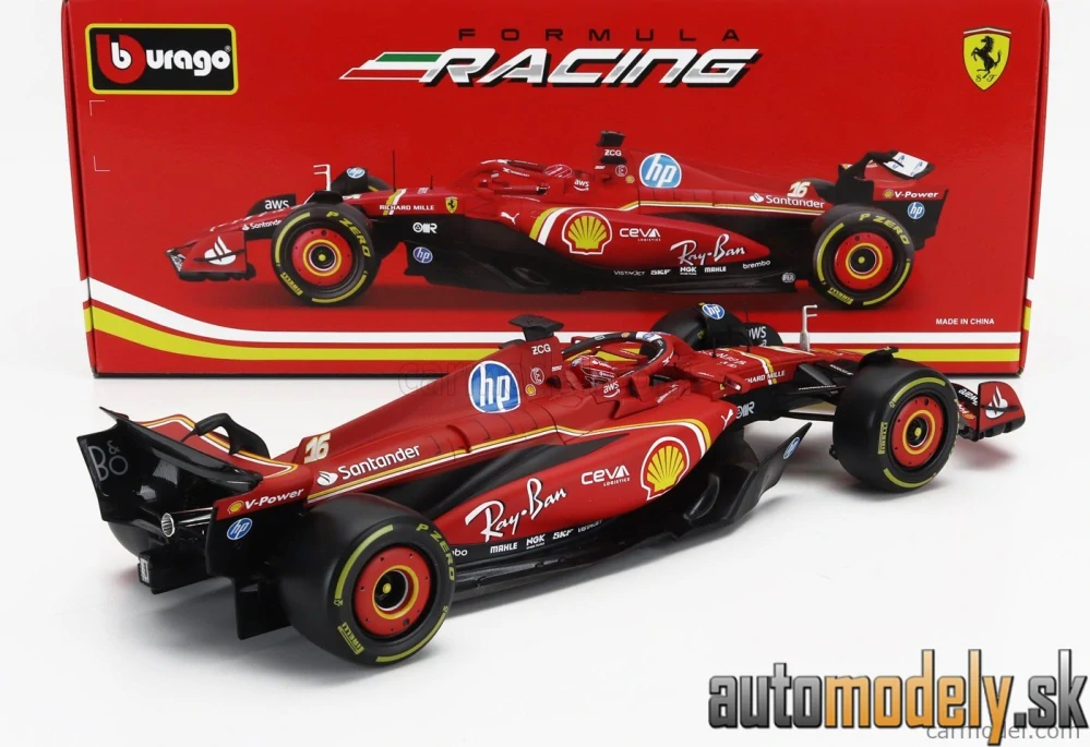 BURAGO - FERRARI - F1 SF-24 TEAM SCUDERIA FERRARI N 16 SEASON 2024 CHARLES LECLERC - 1:18