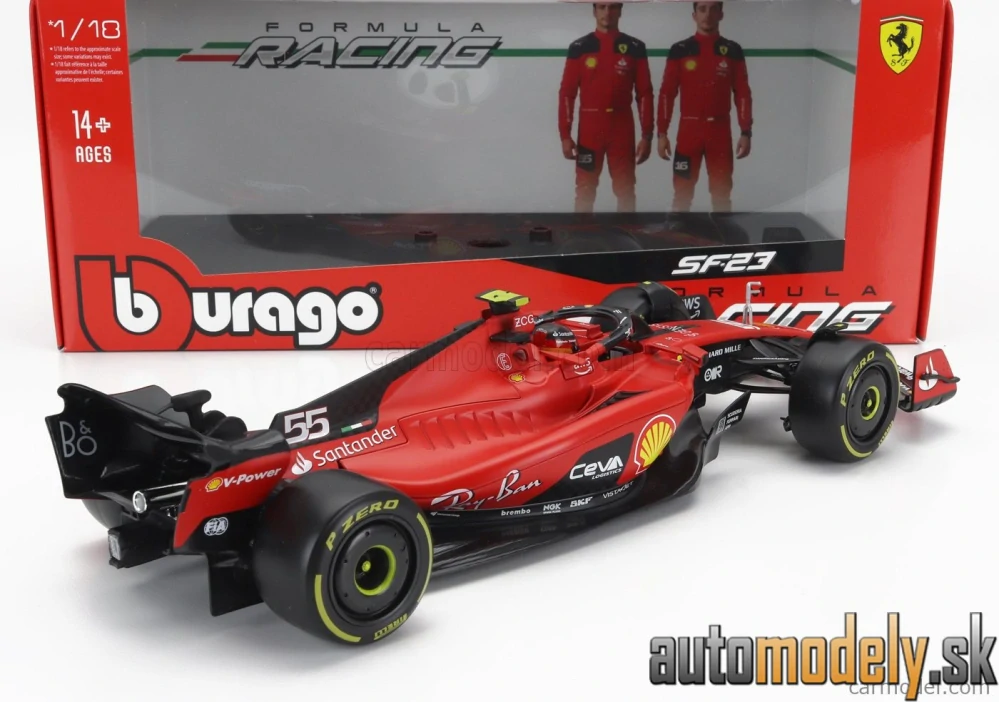 BURAGO - FERRARI - F1 SF-23 TEAM SCUDERIA FERRARI N 55 SEASON 2023 CARLOS SAINZ - 1:18