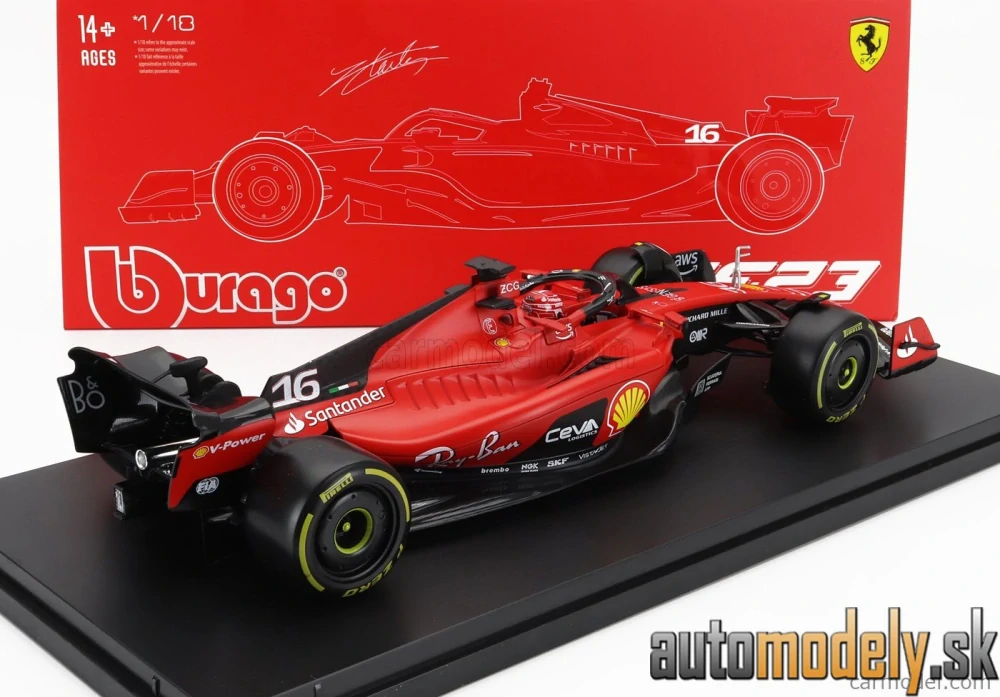 BURAGO - FERRARI - F1 SF-23 TEAM SCUDERIA FERRARI N 16 SEASON 2023 CHARLES LECLERC - 1:18