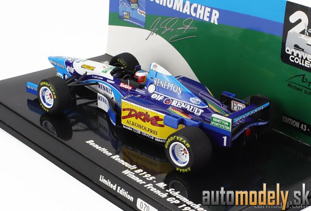 MINICHAMPS - BENETTON - F1 B195 TEAM MILD SEVEN RENAULT N 1 WORLD CHAMPION WINNER FRENCH GP 1995 MICHAEL SCHUMACHER - 1:43