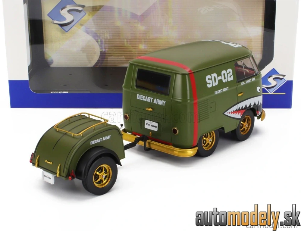SOLIDO - VOLKSWAGEN - T1 VAN KOOL COMBI WITH TRAILER 1950 - 1:18