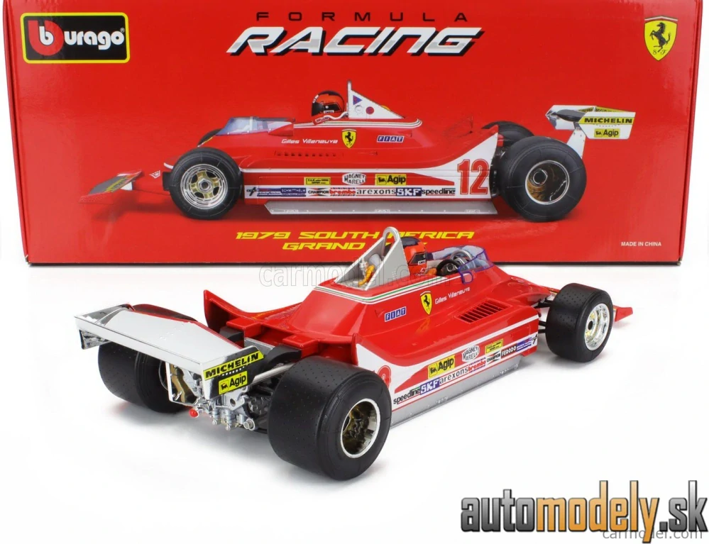 Bburago - FERRARI F1 312T4 N 12 WINNER SOUTH AFRICA GP KYALAMI (WITH PILOT) 1979 GILLES VILLENEUVE - 1:18