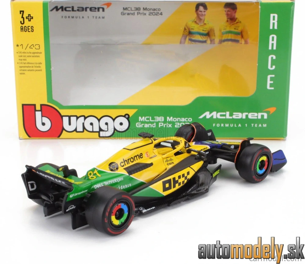 BURAGO - McLAREN - F1 MCL38 TEAM MCLAREN N 81 2nd MONACO GP (SENNA 30th ANNIVERSARY) 2024 OSCAR PIASTRI - 1:43