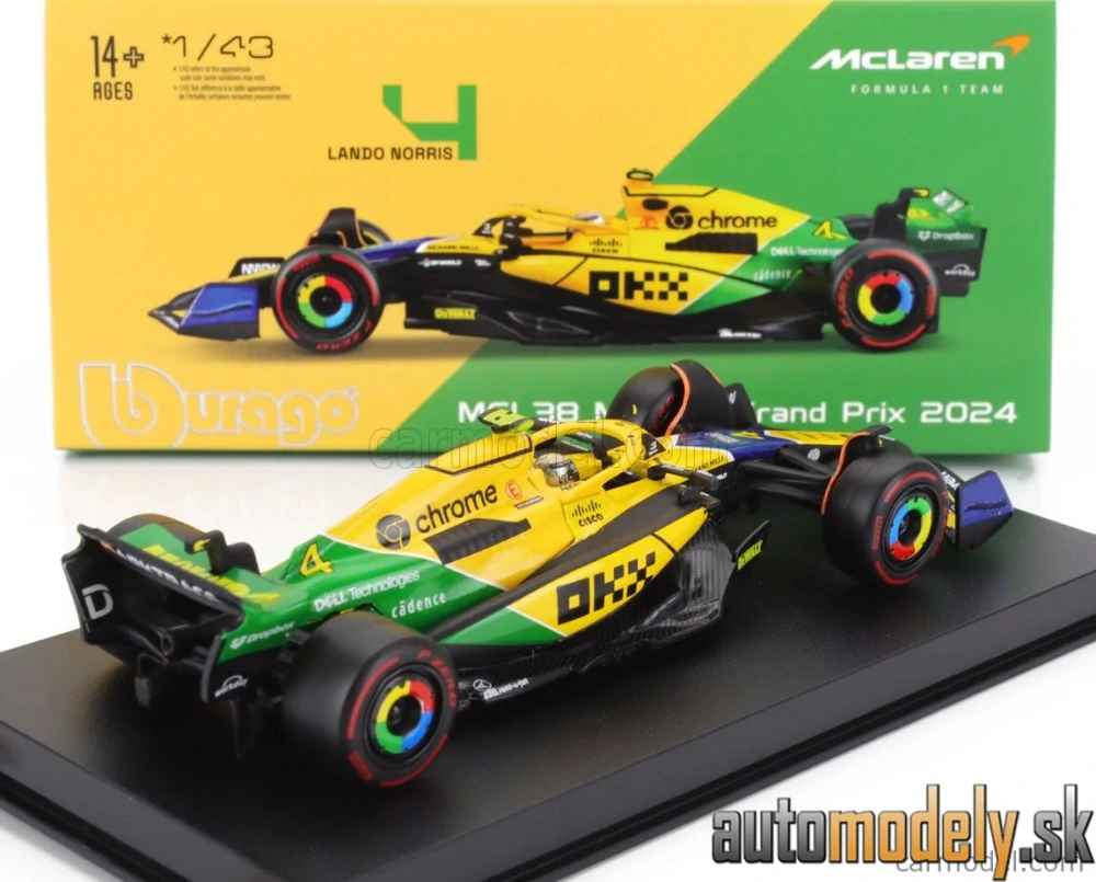 BURAGO - McLAREN - F1 MCL38 TEAM MCLAREN N 4 4th MONACO GP (SENNA 30th ANNIVERSARY) 2024 LANDO NORRIS - 1:43