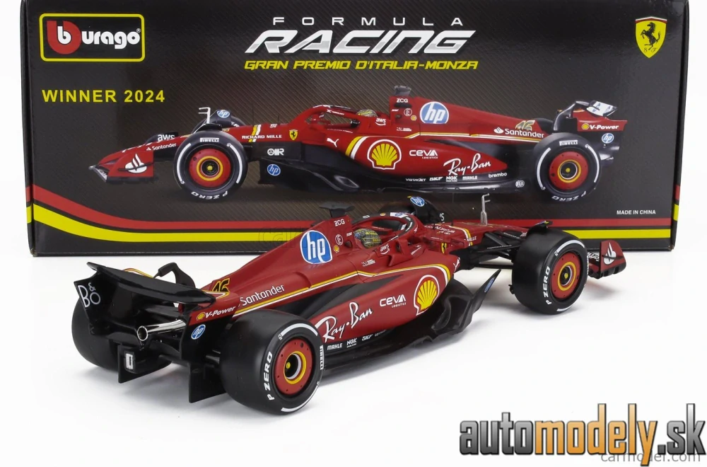 BURAGO - FERRARI - F1 SF-24 TEAM SCUDERIA FERRARI N 16 WINNER ITALY MONZA GP 2024 CHARLES LECLERC - 1:18