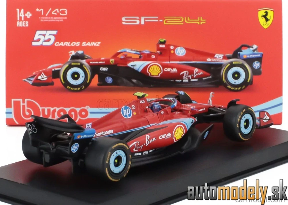 Bburago - FERRARI F1 SF-24 TEAM SCUDERIA FERRARI N 55 5th MIAMI GP 2024 CARLOS SAINZ - 1:43