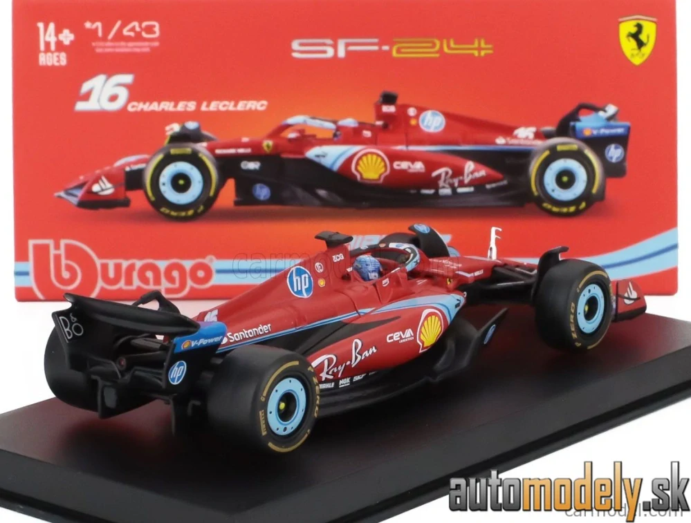 Bburago - FERRARI - F1 SF-24 TEAM SCUDERIA FERRARI N 16 3rd MIAMI GP 2024 CHARLES LECLERC - 1:43
