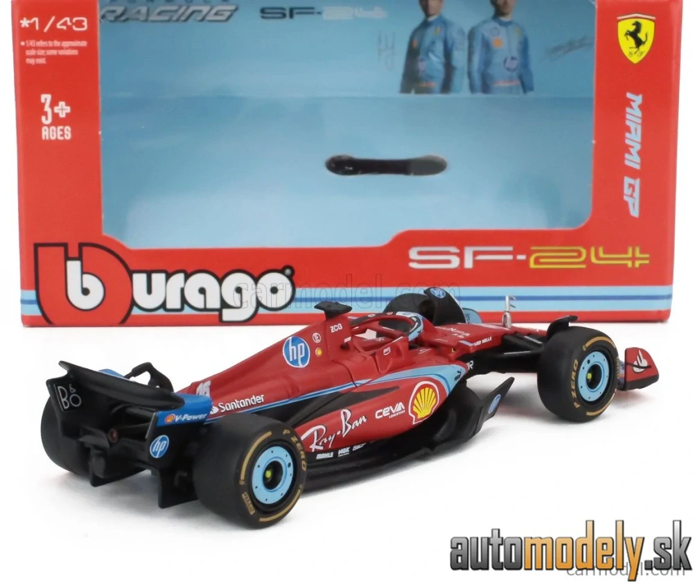Bburago - FERRARI - F1 SF-24 TEAM SCUDERIA FERRARI N 16 3rd MIAMI GP 2024 CHARLES LECLERC - 1:43