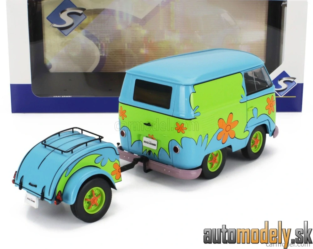 SOLIDO - VOLKSWAGEN T1 VAN KOOL COMBI GHOSTHUNTERS MACHINE WITH TRAILER 1950 - 1:18