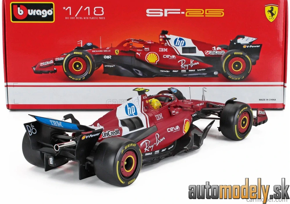 Bburago - FERRARI F1 SF-25 TEAM SCUDERIA FERRARI HP N 44 SEASON 2025 LEWIS HAMILTON - 1:18