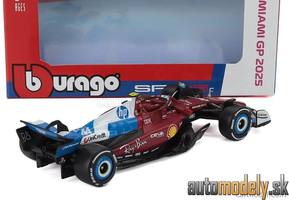 Bburago - FERRARI - F1 SF-25 TEAM SCUDERIA FERRARI HP N 44 MIAMI GP 2025 LEWIS HAMILTON - 1:43