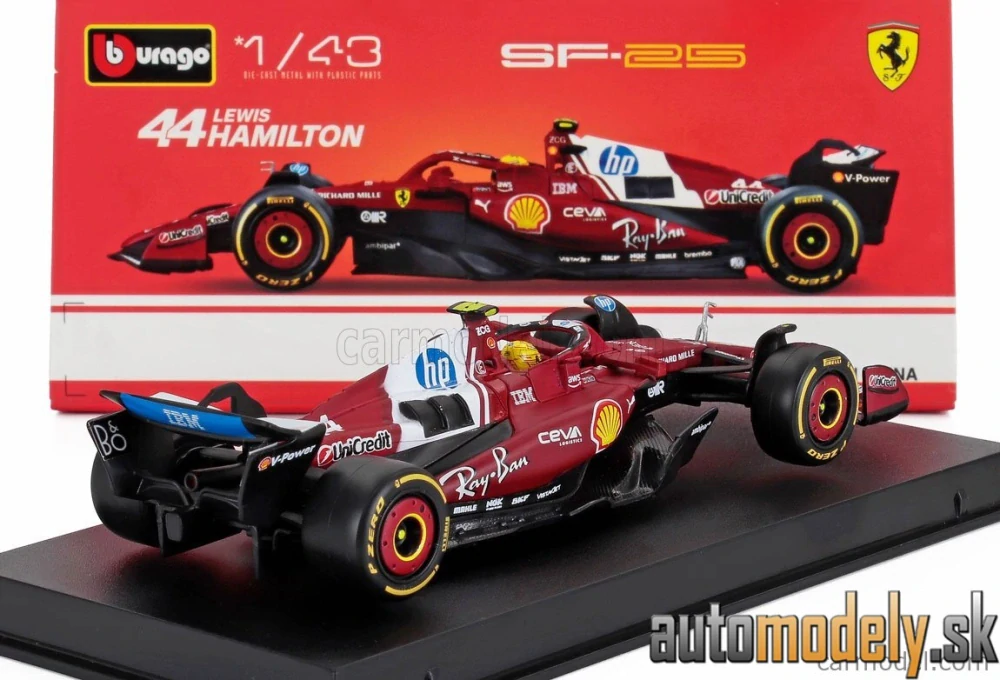 Bburago - FERRARI - F1 SF-25 TEAM SCUDERIA FERRARI HP N 44 SEASON 2025 LEWIS HAMILTON - 1:43