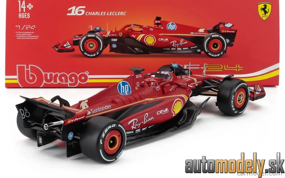 Bburago - FERRARI - F1 SF-24 TEAM SCUDERIA FERRARI N 16 WINNER MONACO GP 2024 CHARLES LECLERC - 1:24