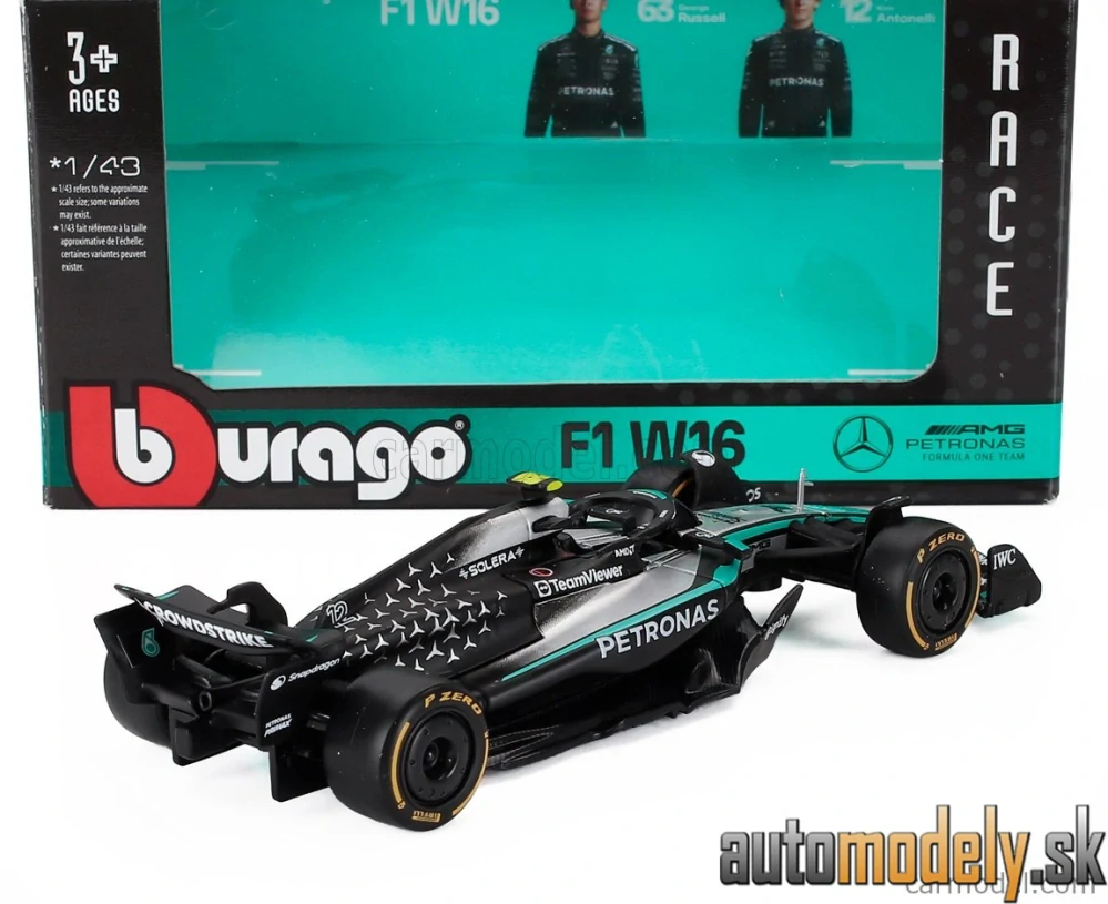 Bburago - MERCEDES GP - F1 W16 TEAM AMG PETRONAS MOTORSPORT N 12 SEASON 2025 ANDREA KIMI ANTONELLI - 1:43