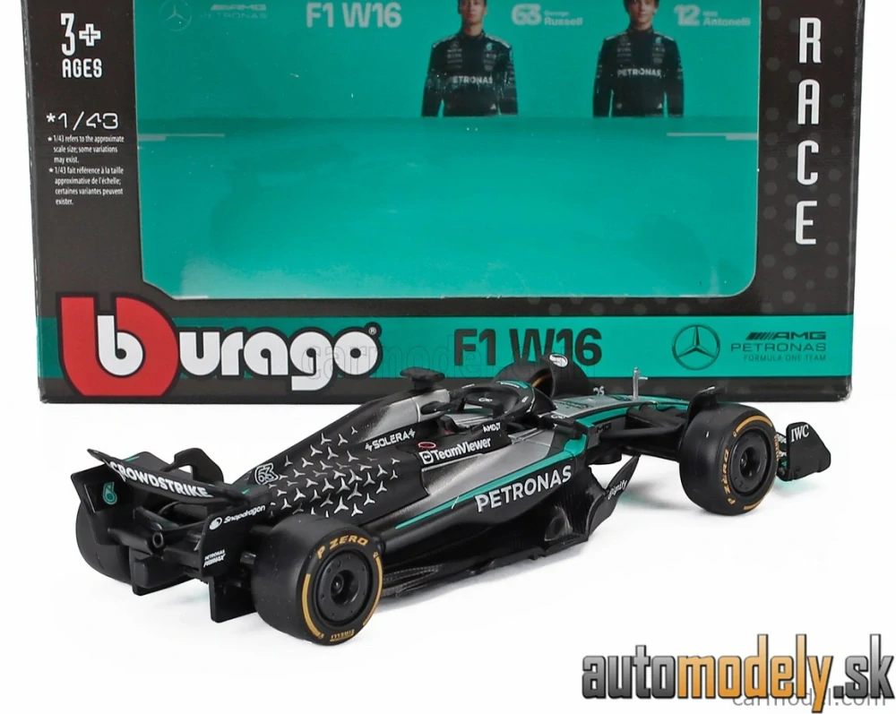 Bburago - MERCEDES GP - F1 W16 TEAM AMG PETRONAS MOTORSPORT N 63 SEASON 2025 GEORGE RUSSELL - 1:43