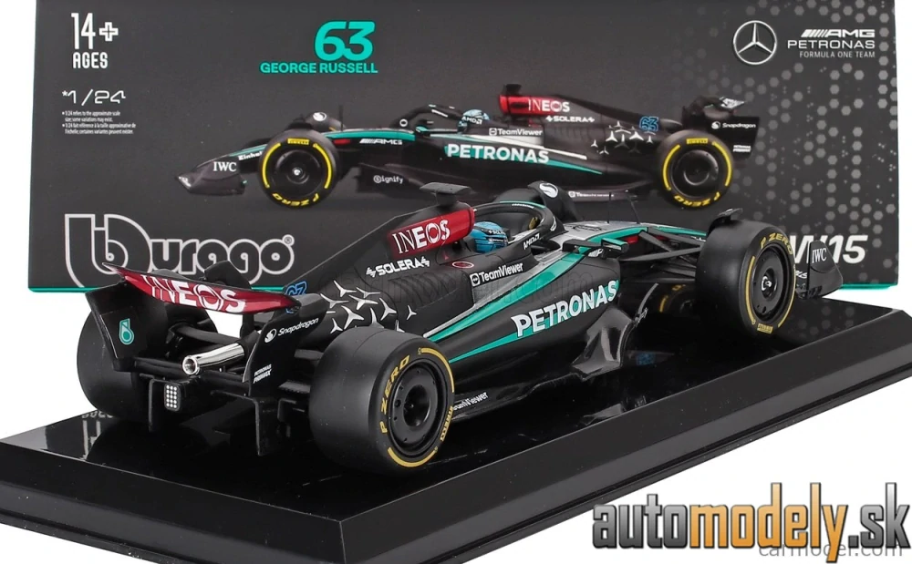 Bburago - MERCEDES GP - F1 W15 EQ PERFORMANCE TEAM AMG PETRONAS MOTORSPORT N 63 SEASON 2024 GEORGE RUSSELL - 1:24