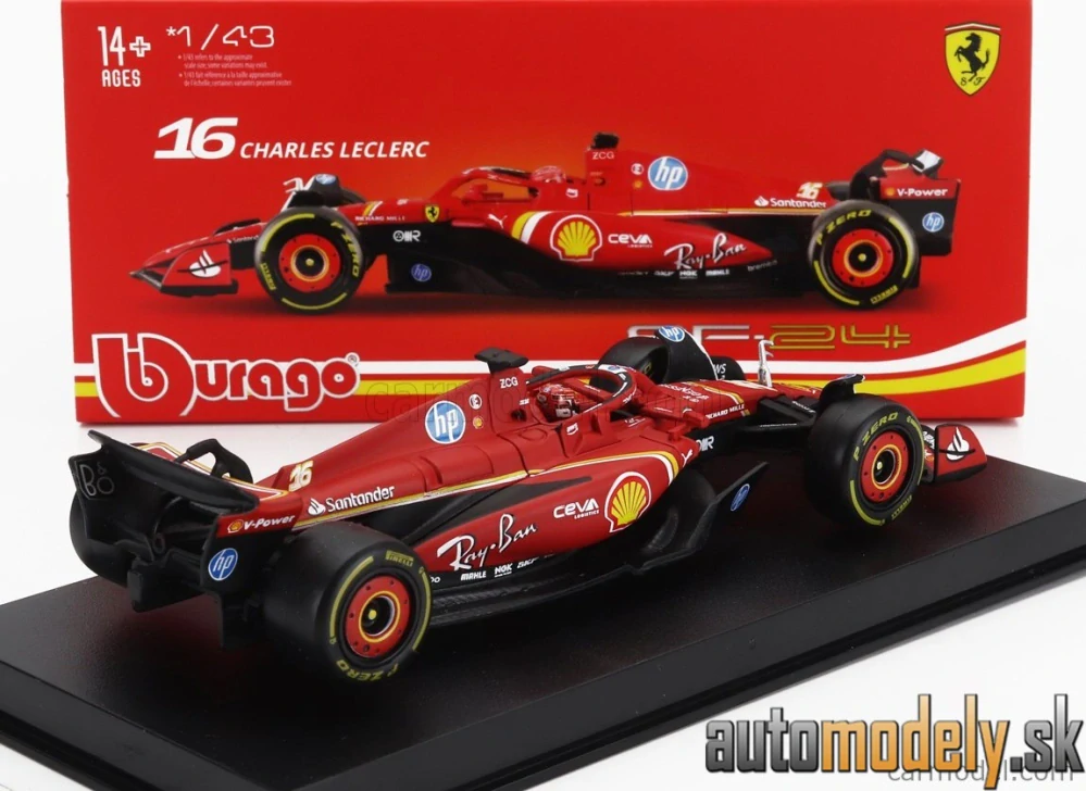 Bburago - FERRARI - F1 SF-24 TEAM SCUDERIA FERRARI N 16 4th EMILIA ROMAGNA IMOLA GP 2024 CHARLES LECLERC - 1:43