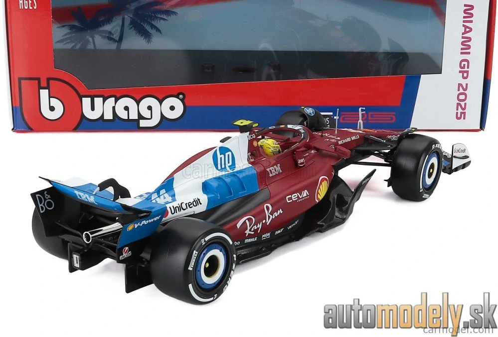 Bburago - F1 SF-25 TEAM SCUDERIA FERRARI HP N 44 MIAMI GP 2025 LEWIS HAMILTON - 1:18