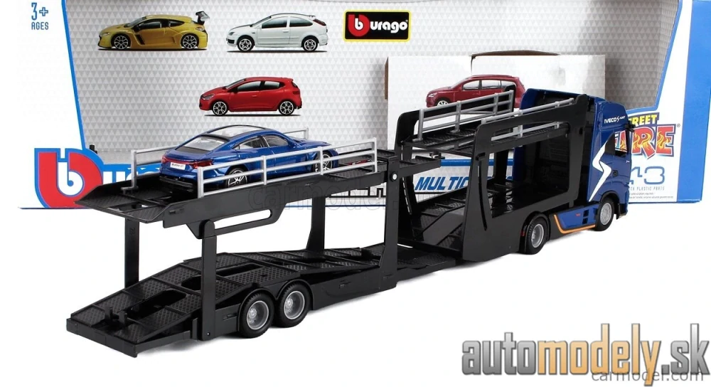 Burago - IVECO FIAT - S-WAY 570 TRUCK CAR TRANSPORTER + AUDI E-TRON GT 2021 - 1:43