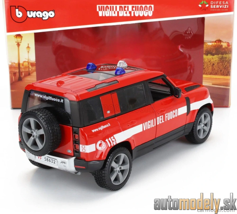 Burago - LAND ROVER - NEW DEFENDER 110 VIGILI DEL FUOCO 2022 - 1:24