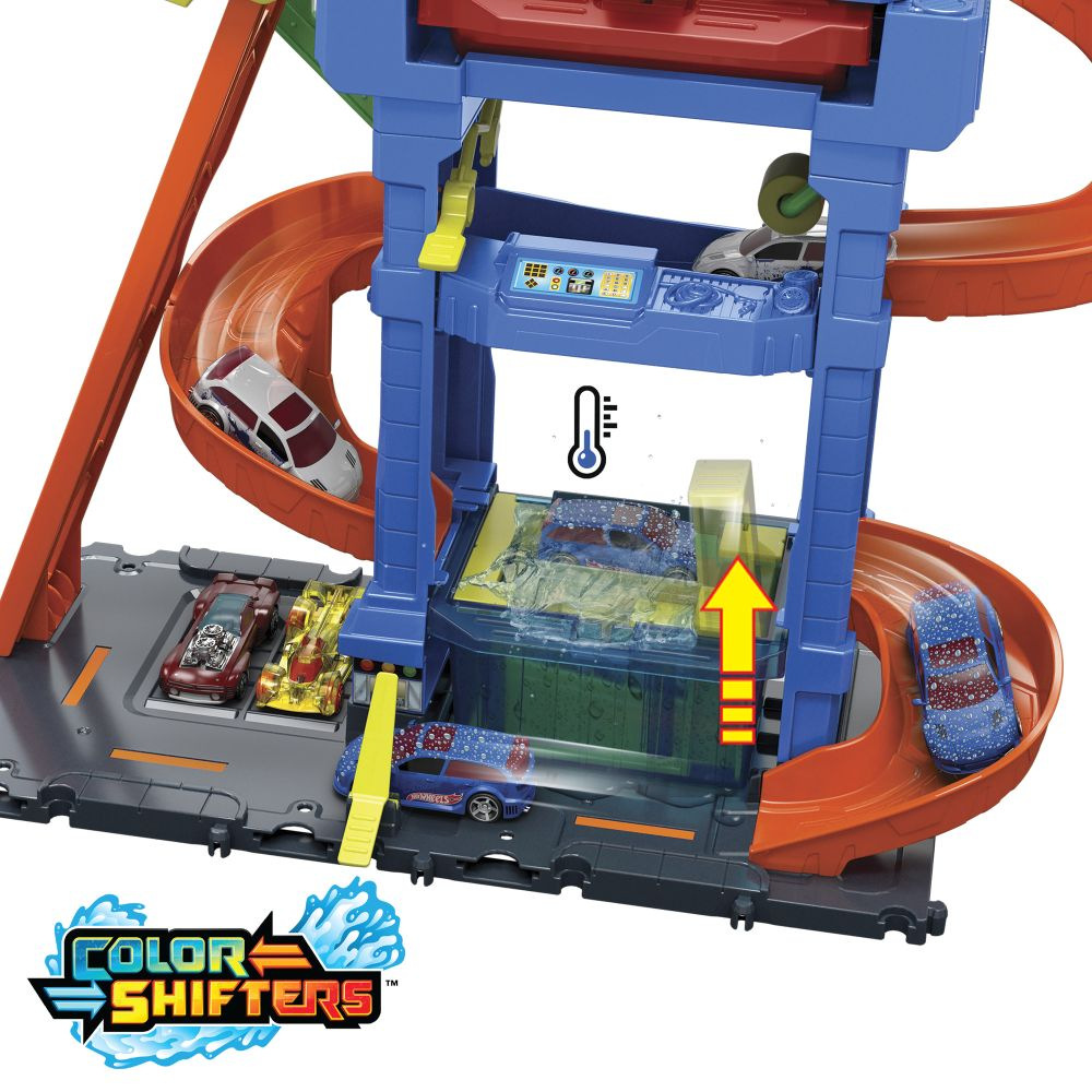 Hot Wheels CITY COLOR SHIFTERS AUTOUMÝVAČKA S OTOČNÝM TUNELOM