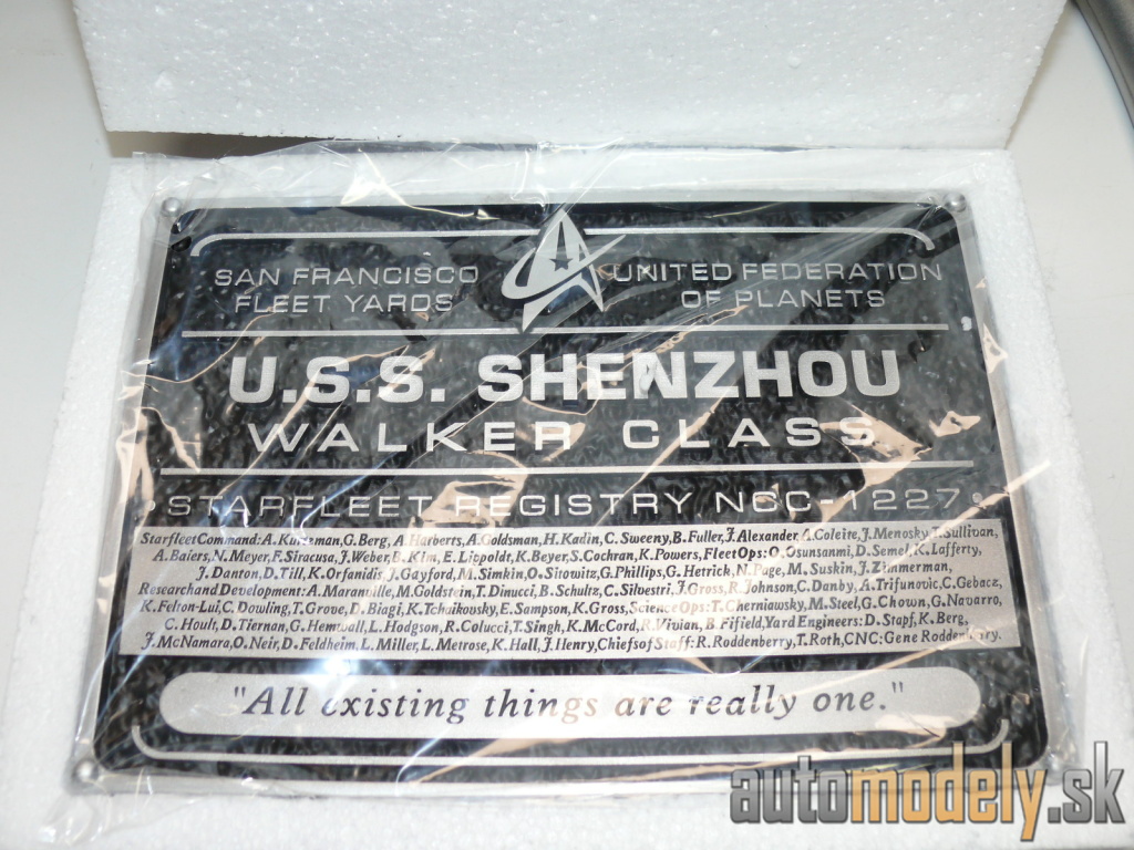 Eaglemoss Star Trek - U.S.S Shenzhou Dedication Plaque (plaketa na stenu)