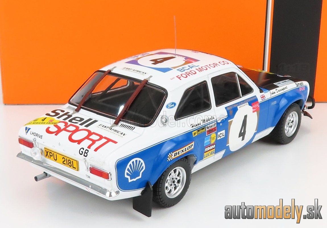IXO-MODELS - FORD ENGLAND - ESCORT MKI RS 1600 (night version) N 4 RALLY SAFARI 1973 H.MIKKOLA - J.DAVENPORT - 1:18