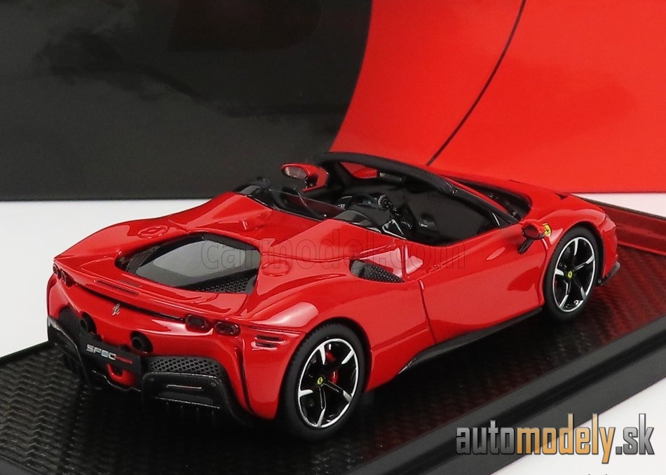 BBR-MODELS - FERRARI - SF90 STRADALE HYBRID SPIDER 1000hp OPEN ROOF 2020 (ROSSO CORSA - RED) - 1:43