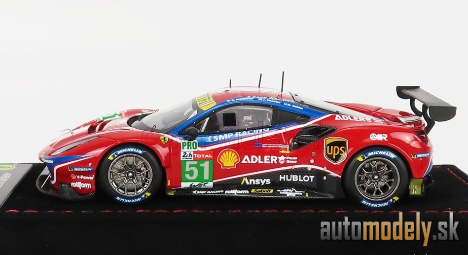 BBR-MODELS - FERRARI - 488 GTE EVO 3.9L TURBO V8 TEAM AF CORSE N 51 2nd LMGTE PRO CLASS 24h LE MANS 2020 J.CALADO - A.PIER GUIDI - S.SERRA - CON VETRINA - WITH SHOWCASE - 1:43
