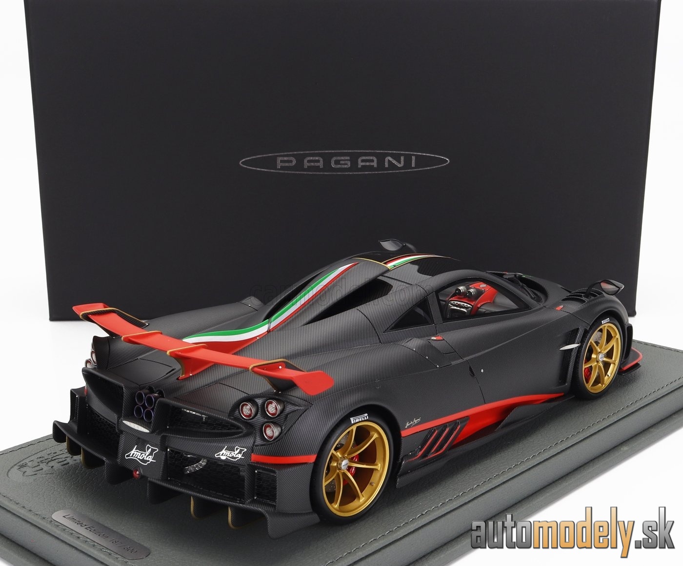 BBR-MODELS - PAGANI - IMOLA 2020 (CARBON FIBRE BLACK) - CON VETRINA - WITH SHOWCASE - 1:18