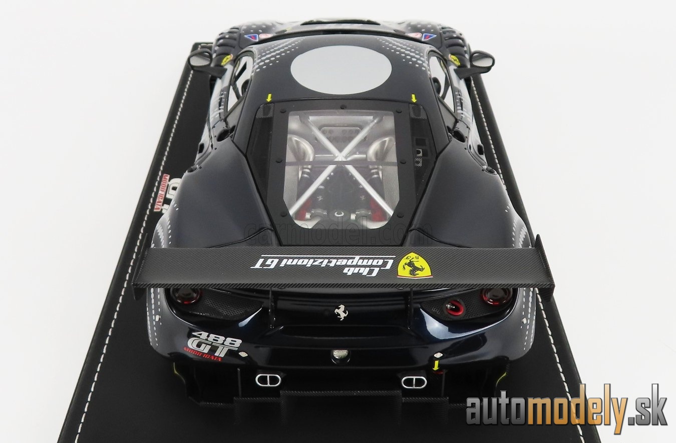 BBR-MODELS - FERRARI - 488 GT MODIFICATA CLUB COMPETIZIONI GT 2020 - CON VETRINA - WITH SHOWCASE (BLU NART - BLUE SILVER) - 1:18
