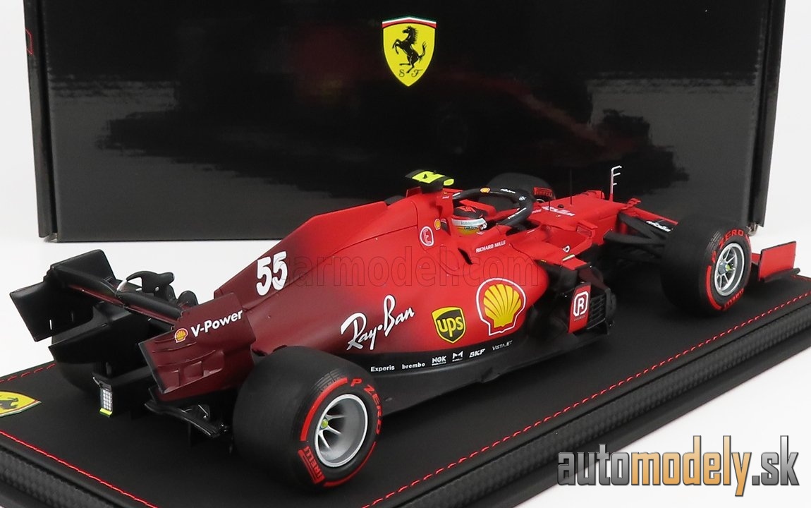 BBR-MODELS - FERRARI - F1 SF21 TEAM SCUDERIA FERRARI MISSION WINNOW N 55 5th EMILIA ROMAGNA ITALY GP - SOFT RED TIRES 2021 CARLOS SAINZ JR. - CON VETRINA - WITH SHOWCASE - 1:18
