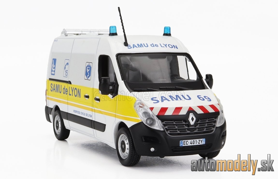 NOREV - RENAULT - MASTER VAN SAMU DE LYON AMBULANCE 2014 (WHITE YELLOW) - 1:43