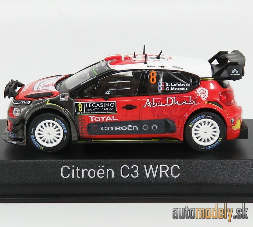 NOREV - CITROEN - C3 WRC ABU DHABI (night version) N 8 RALLY MONTECARLO 2017 S.LEFEBVRE - G.MOREAU - 1:43
