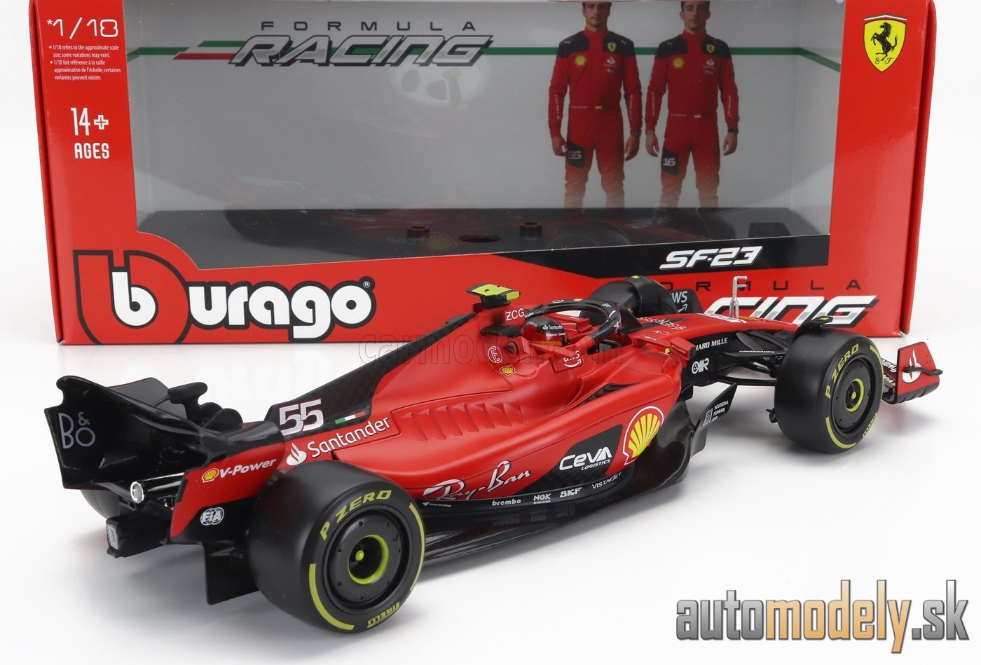BURAGO - FERRARI - F1 SF-23 TEAM SCUDERIA FERRARI N 55 SEASON 2023 CARLOS SAINZ - 1:18