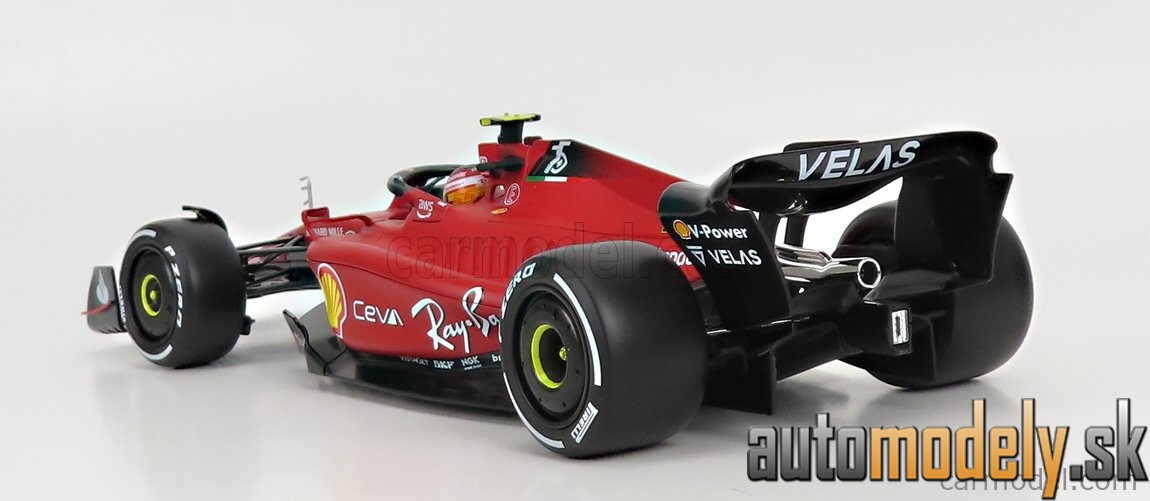 Bburago - FERRARI - F1-75 SCUDERIA FERRARI N 55 SEASON 2022 CARLOS SAINZ - WHITE WHEELS - RED - 1:18