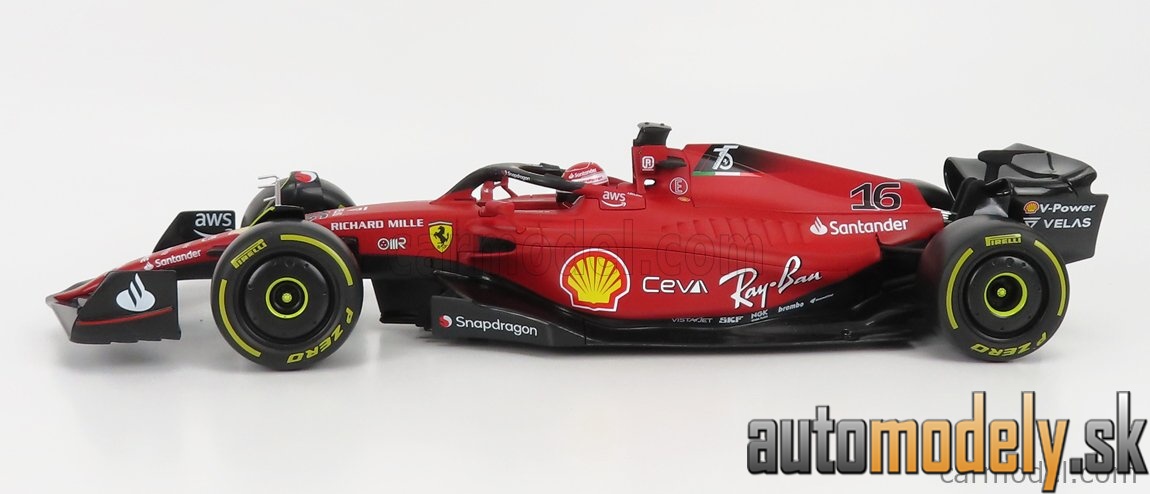 Bburago - FERRARI - F1-75 SCUDERIA FERRARI N 16 SEASON 2022 CHARLES LECLERC - YELLOW WHEELS - RED - 1:18