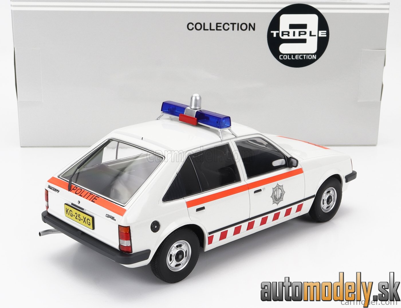 Triple9 - OPEL KADETT D DUTCH POLICE 1984 WHITE ORANGE - 1:18