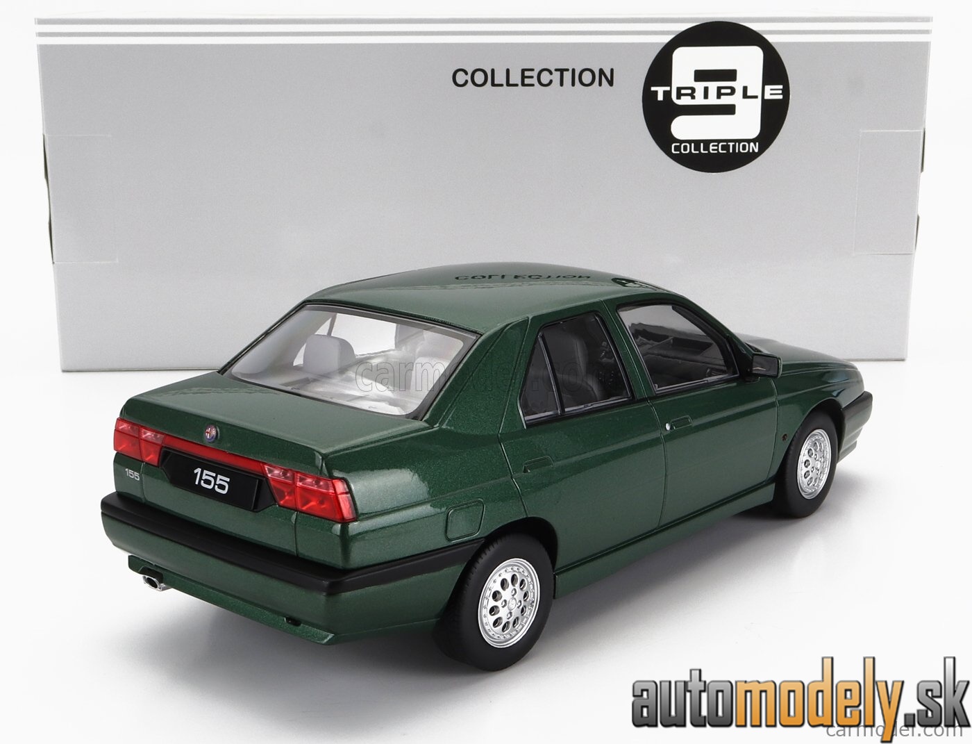 Triple9 - ALFA ROMEO 155 1996 BLACK INTERIOR GREEN MET - 1:18